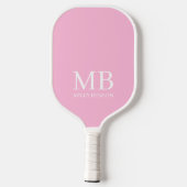 Ästhetischer Country Club Pink Streifen Monogramm  Pickleball Schläger (Rückseite)