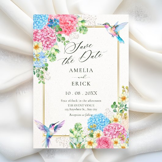 Ästhetischer floraler Vogel Save The Date