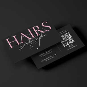 Ästhetischer Friseursalon Pink Schwarz Visitenkarte