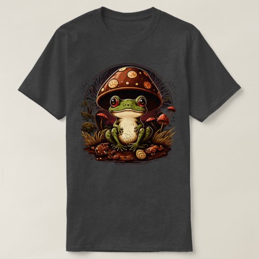 Ästhetischer Frosch auf Pilz 7 T-Shirt (Design vorne)