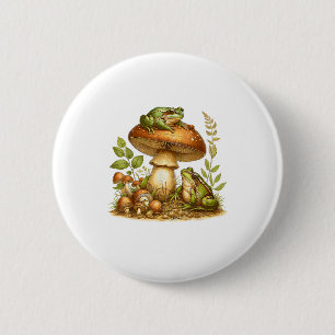 Ästhetischer Frosch Pilz Cottagecore Goblincore Button