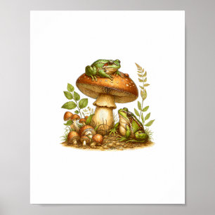Ästhetischer Frosch Pilz Cottagecore Goblincore Poster