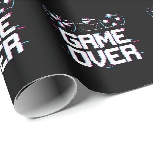 Ästhetischer Gaming Vaporwave Controller Gamer Geschenkpapier (Rolleneckpunkt)