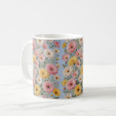 Ästhetischer gelber rosa Gerbera-Margerite-Blumenb Kaffeetasse (Vorderseite Links)
