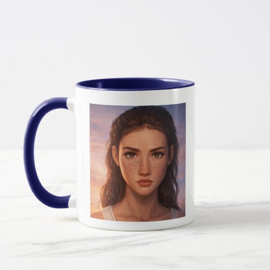 Ästhetischer gesprenkelter Mädchen-Digitalkunst-Be Tasse (Links)