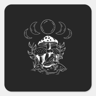 Ästhetischer Goblincore- und Cottagecore-Pilz-Mini Quadratischer Aufkleber