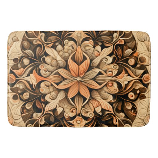 Ästhetischer Hintergrund der orange-beigen-braunen Badematte (Vorderseite)