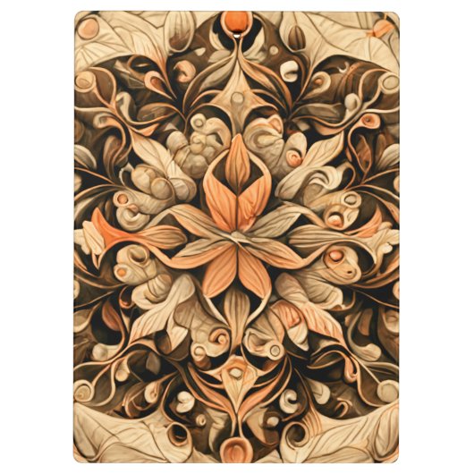 Ästhetischer Hintergrund der orange-beigen-braunen Klemmbrett (Rückseite)