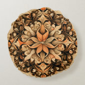 Ästhetischer Hintergrund der orange-beigen-braunen Rundes Kissen (Rückseite)