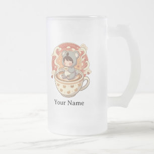 Ästhetischer klarer Chibi-Koala-Glas-Kaffeebecher Mattglas Bierglas