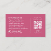 Ästhetischer Kosmetik-Tätowierer Pink Script Visitenkarte (Rückseite)