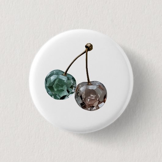 Ästhetischer Kristall-Edelstein-Kirsch-Anstecker Button (Vorderseite)