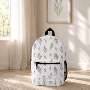 Ästhetischer Lavendel-Lila-Iris-Botanischer Name Bedruckter Rucksack