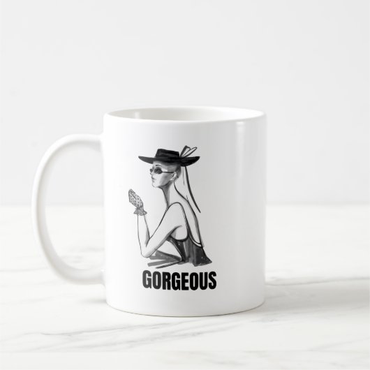 Ästhetischer Mode-Mädchen-Becher | Schwarz & Weiß Kaffeetasse (Links)