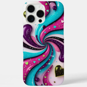 🌀💖Ästhetischer moderner Wirbel Bunte Herzen iPhone 16 Pro Max Hülle