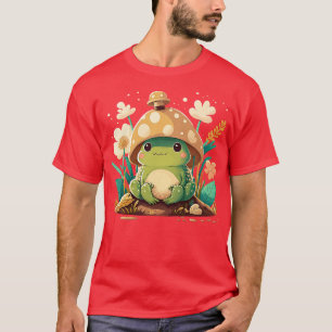 Ästhetischer niedlicher Frosch auf dem Pilz T-Shirt
