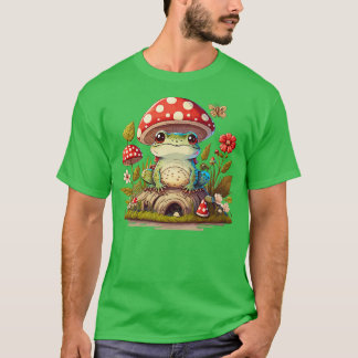 Ästhetischer niedlicher Frosch auf Pilz 1 T-Shirt