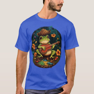 Ästhetischer niedlicher Frosch spielt ukelele auf T-Shirt