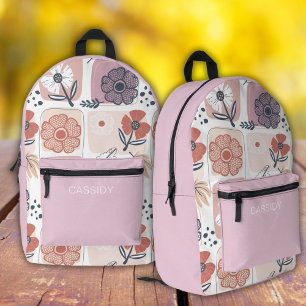 Ästhetischer Pastell-Blumen-Mädchen-Rucksack Bedruckter Rucksack