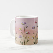 Ästhetischer Pastell-Wildblumen-Botanik-Kaffeebech Kaffeetasse (Vorderseite Links)