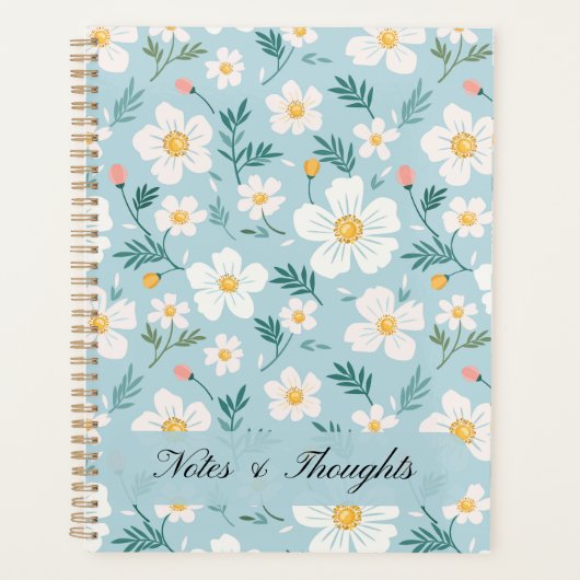 Ästhetischer Pastellblauer Blumen Custom Name Plan Planer (Vorderseite)