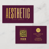 Ästhetischer QR-Code & Logo Bordeauxrot und Gold Visitenkarte (Vorne/Hinten)