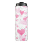 Ästhetischer Rosa Wasserfarbe-Herzen-Thermobecher Thermosbecher (Vorderseite)