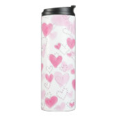 Ästhetischer Rosa Wasserfarbe-Herzen-Thermobecher Thermosbecher (Nach links gedreht)