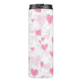 Ästhetischer Rosa Wasserfarbe-Herzen-Thermobecher Thermosbecher (Rückseite)