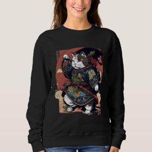 Ästhetischer Samurai-Katze Japan Bushido Katzen Sweatshirt
