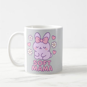 Ästhetischer Soft Mama Club Minimalistischer Hase Kaffeetasse