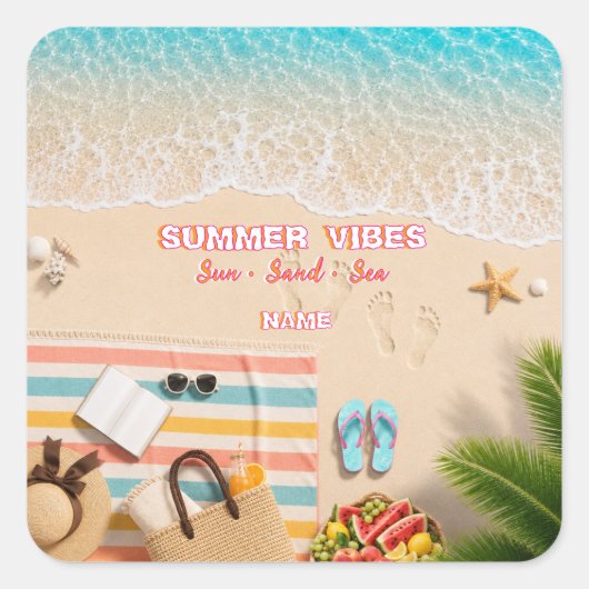 Ästhetischer Strand Sommer Türkis Aufkleber (Vorderseite)