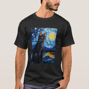 Ästhetischer Surrealismus Sternennacht Zypern Katz T-Shirt