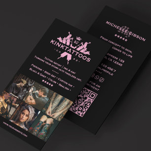Ästhetischer Tätowierer Pink Black Tattooist Visitenkarte