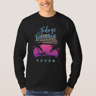 Ästhetischer Vaporwave Sonnenuntergang Palmen Yach T-Shirt