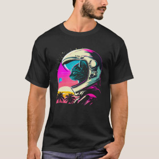Ästhetischer Vaporwave Weltraum Katze 80er 90er As T-Shirt