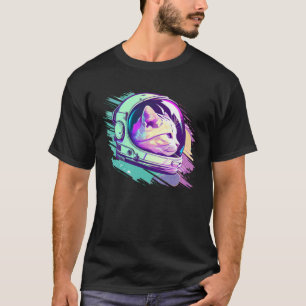 Ästhetischer Vaporwave Weltraum Katze 80er 90er As T-Shirt