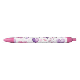 Ästhetischer Wasserfarben-Lila-Rosa-Herzen-Blumen- Kugelschreiber
