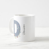 Ästhetischer Wasserfarbenflorbrief D Monogramm Kaffeetasse (Vorderseite Links)