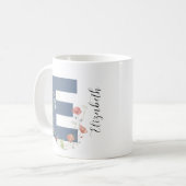 Ästhetischer Wasserfarbenflorbrief E Monogramm Kaffeetasse (Vorderseite Links)