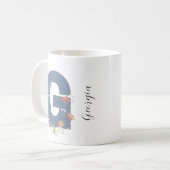 Ästhetischer Wasserfarbenflorbrief G Monogramm Kaffeetasse (Vorderseite Links)