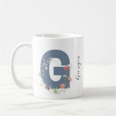 Ästhetischer Wasserfarbenflorbrief G Monogramm Kaffeetasse (Links)