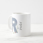 Ästhetischer Wasserfarbenflorbrief R Monogramm Kaffeetasse (Vorderseite Links)