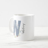 Ästhetischer Wasserfarbenflorbrief W Monogramm Kaffeetasse (Vorderseite Links)