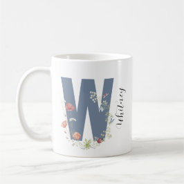 Ästhetischer Wasserfarbenflorbrief W Monogramm Kaffeetasse