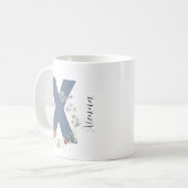 Ästhetischer Wasserfarbenflorbrief X Monogramm Kaffeetasse (Vorderseite Links)
