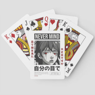 Ästhetisches Anime-Mädchen-Spielkarten - "Egal" Spielkarten