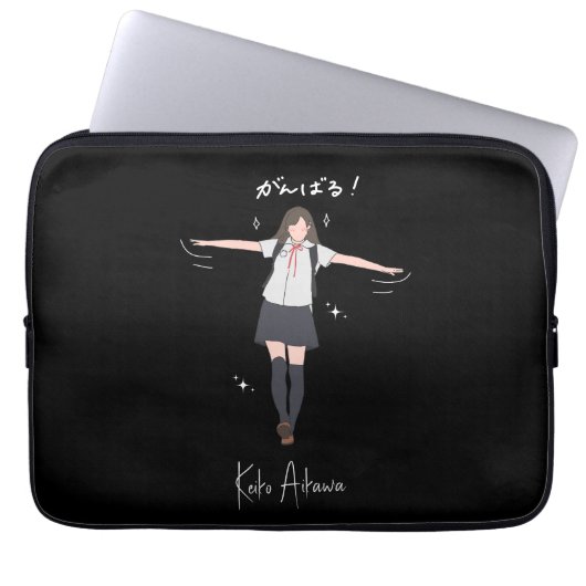 Ästhetisches Anime-Uniformmädchen Anpassbar Laptopschutzhülle (Vorderseite)