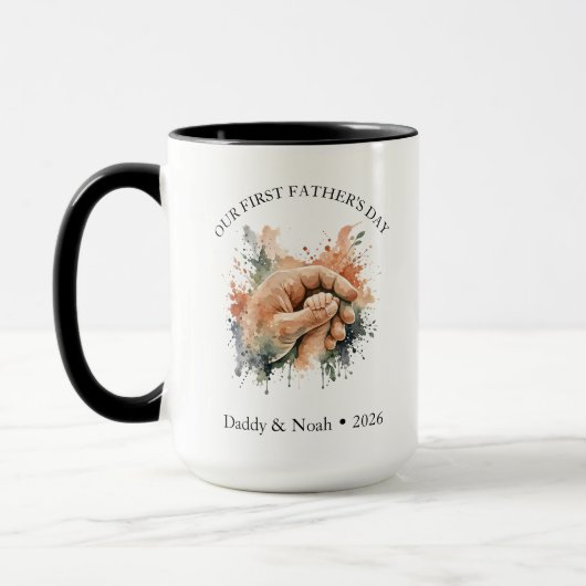 Ästhetisches Aquarell-Boho-Geschenk zum ersten Vat Tasse (Links)