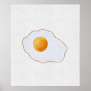 Ästhetisches Aquarell Spiegelei Minimalistische Ku Poster